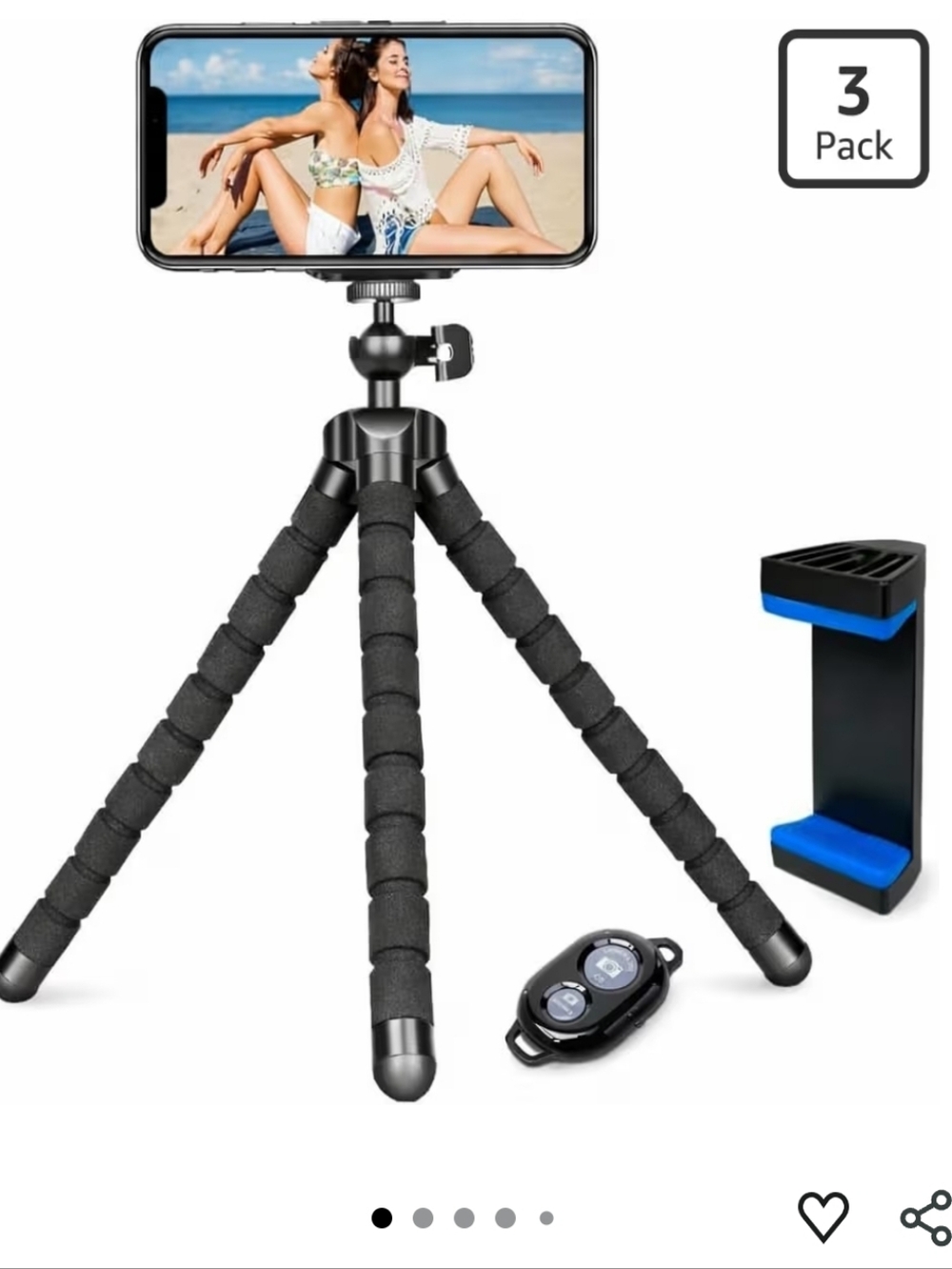 NIB Flexible Phone Tripod Stand with Wireless Remote & Adjustable Holder.